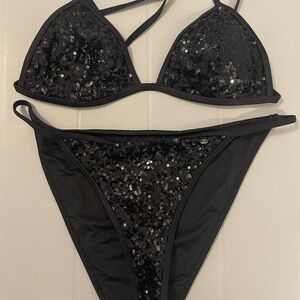 Victoria's Secret Black Sequin Bikini
